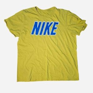 Nike Men's Tee‎ in Mustard with Blue Logo